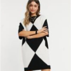 ASOS Black and White Argyle Sleeveless Dress